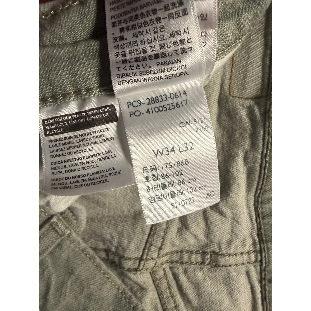 Levi's 512 Slim Taper Jeans Mens 33x29 Green Garment Dyed Denim Pants W34